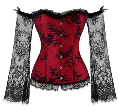 Lace Corset Top Long Sleeves