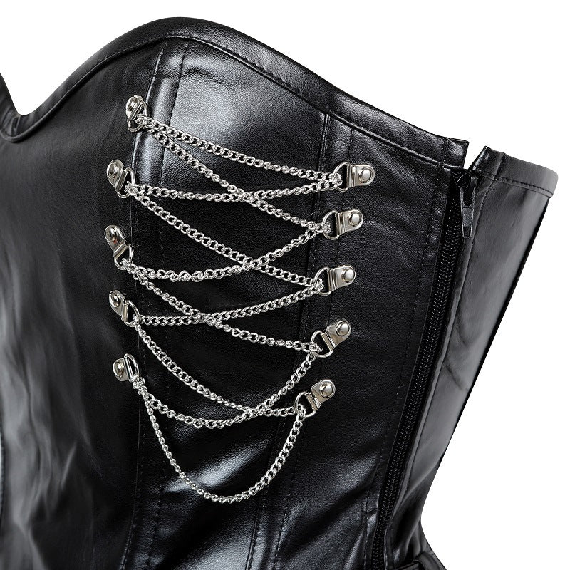 Zipper Leather Steel Court Corset