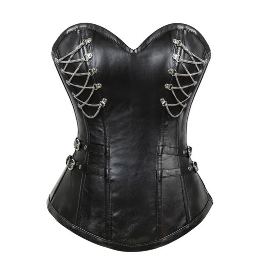 Zipper Leather Steel Court Corset