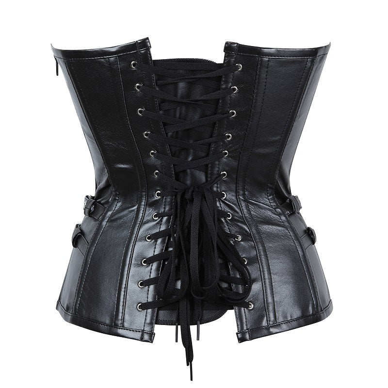 Zipper Leather Steel Court Corset